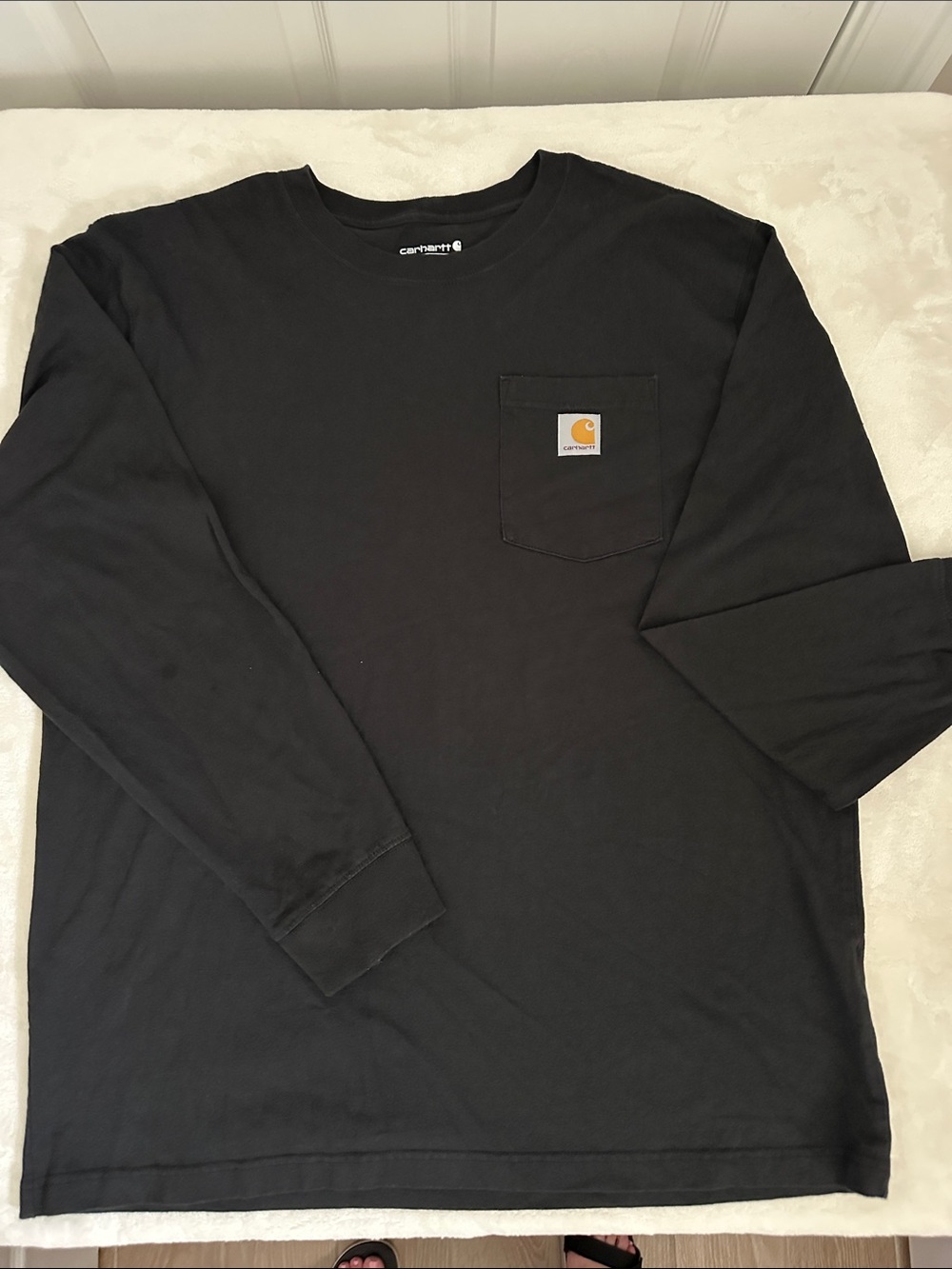 Carhartt Black Long Sleeve Pocket Tee with Logo Patch